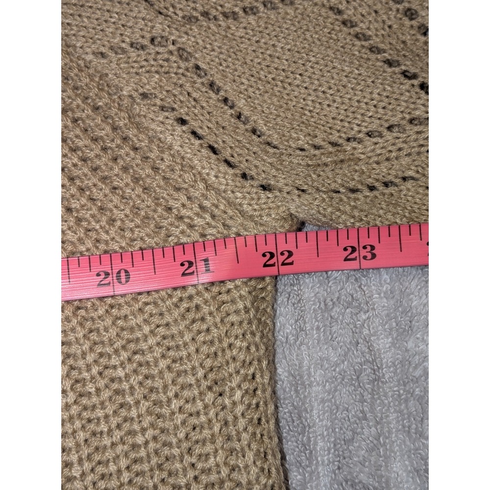 Cupshe Tan‎ Knit Sweater XL Long Sleeve Diamond Cutout Crew Neck Pullover NWT - Picture 8 of 11